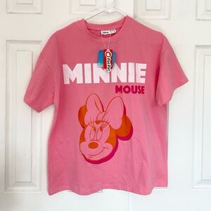 Disney Mickey and Friends Minnie Pink Cotton Short-sleeves Women Top